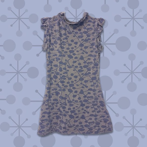 Retro Atomic Geometric Pattern Top - Ruffle Sleeves, Ruched Torso - Picture 3 of 3